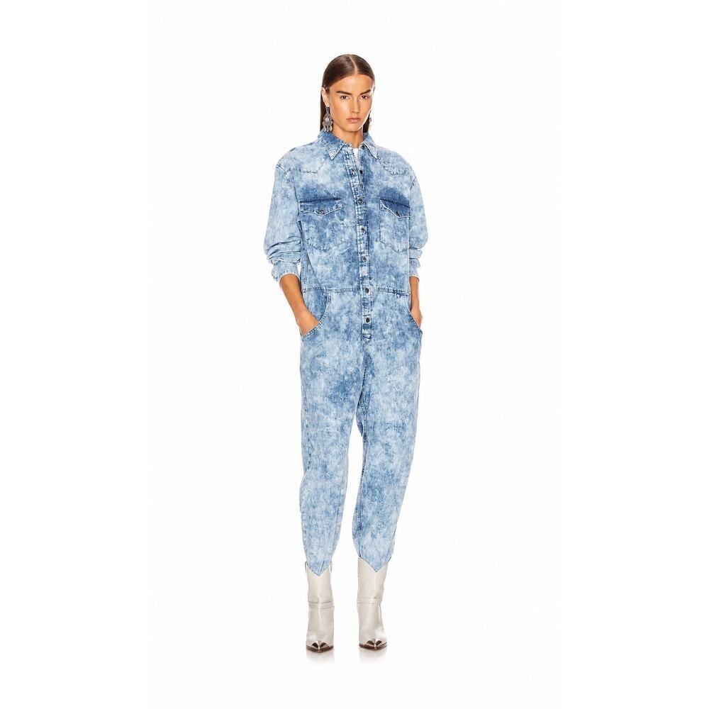 Isabel Marant Étoile Idesia denim jumpsuit in a light blue acid wash FR36/US4
